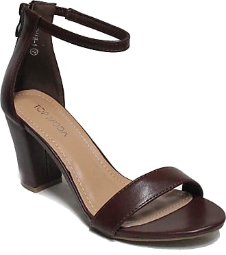 Top Moda Womens Hannah-1 Platform Chunky Heel Metallic Glitter Party Ankle Strap High Heel Sandal