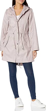 Jones New York Womens Hooded Trench Coat Rain Jacket with Matching Face Mask, Dusty Pink Melange, M