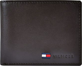 New Tommy Hilfiger Men’s Leather Credit Card Billfold Bifold Wallet Black 
