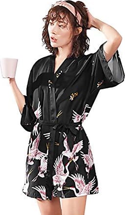 Femmes Chemises de Nuit Soyeux Robe Peignoir en Satin de Soie Robe de Nuit de Demoiselle dhonneur Pyjamas YAOMEI Kimono Robe Femmes Bord de Dentelle Manches Longues Style