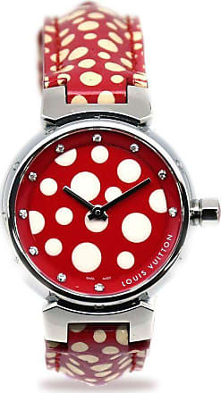 Pre-owned Louis Vuitton Tambour Cool V Quartz Diamond Red Dial Ladies Watch  Q1G09
