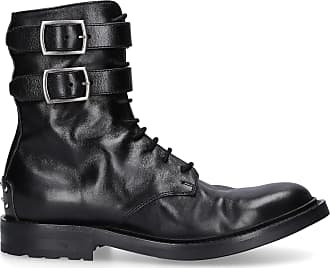 Damen Schuhe Stiefel Stiefeletten Saint Laurent Leder Army Stiefel mit Schnallen in Schwarz 