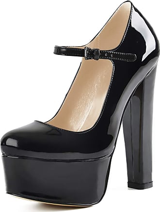 Ladies Womens Mid High Block Heel Classic Chunky Mary Jane Platform Shoes Size