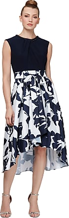 S.L. Fashions Womens Sleeveless Printed Maxi Dress, Navy White Floral, 8