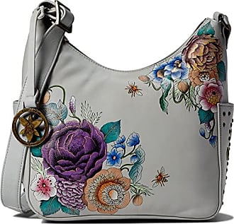 Anuschka Leather V-Top Shoulder Handbag Anna Art Lion In Love 