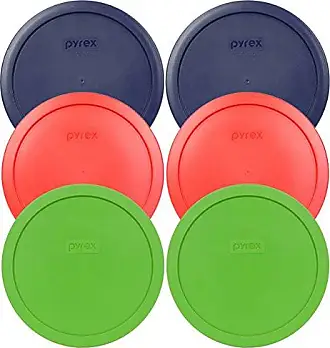 Pyrex (2) 7200 2-Cup Glass Food Storage Bowls and (2) 7200-PC Sea Glass Blue Plastic Lids, Green