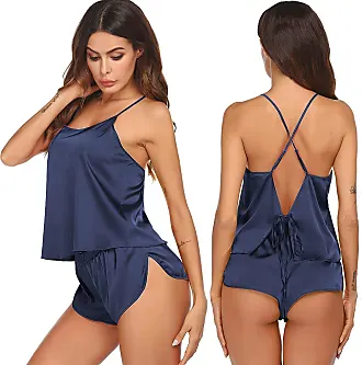 Womens Sexy Lingerie Sleepwear Silk Satin Pajamas Set Cami Vest