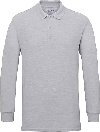 Gildan Mens Long Sleeve Double Pique Cotton Polo Shirt (2XL) (Sport Grey)