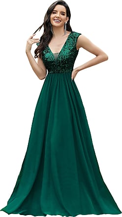 UK Ever-Pretty Christmas V-neck Long Evening Party Dresses Mesh Prom Ball Gowns 