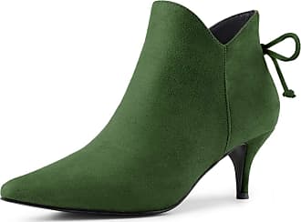 green kitten heel boots