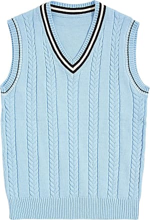 Romwe Men's Cable Knit V Neck Relax Fit Sleeveless Knitwear Pullover Sweater Vest 