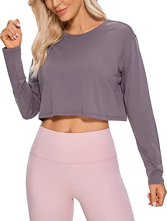 CRZ YOGA Womens Butterluxe Open Back Crop Tops Double Lined