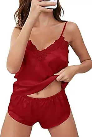 Pyjama sexy en Satin et dentelle pour femme à 2 pièces