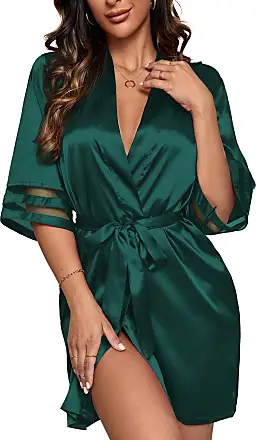 Ekouaer Satin Robes for Women Long Silk Bathrobe with Lace Trim V-Neck Lace  Satin Robes Sexy Satin Kimono Robe (Aqua Green, S) : : Clothing,  Shoes & Accessories
