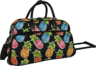 World Traveler Floral Prints 21-Inch Carry-On Rolling Duffel Bag, Pineapple Black