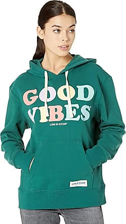 Bright Teal Life is good Womens Go-To Hoodie Dog Flag Large 
