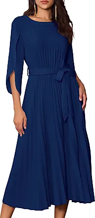 Grace Karin Women's Elegant 3/4 Slit Sleeve Loose Chiffon Dress V Back Neck  Party Midi Dress 