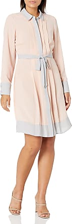 Nanette Lepore Womens Color-Blocked Shirtdress W/H, Barely Blush/Feather Grey, 8