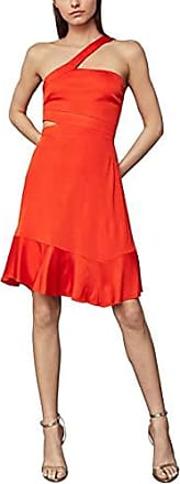 Bcbgmaxazria Womens One Shoulder Cut-Out Waist Mini Dress, Vibrant Orange, MD (US 6-8)