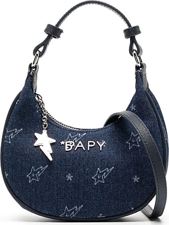 Bapy Black Bapy Nylon Drawstring Bag with Beaded Handles