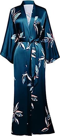 DSJJ Peignoir de Bain pour Femme Long Kimono Soft Satin Chemises de Nuit Robes de Chambre ete Kimono de Nuit de Demoiselle dhonneur la mariée Pyjama 