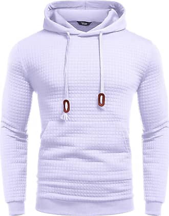 COOFANDY Men's Sweatshirt Hipster Gym Long Sleeve Drawstring Hooded Plaid Jacquard Pullover Hoodies 