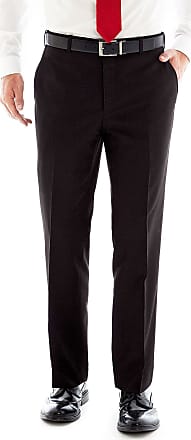 Adolfo Mens Flat Front Micro Tech Portly Suit Pant Black Pinstripe 50W X 30L