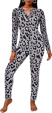 TTLOVE Pajama Onesie for Women V Neck One-Piece Leotard Bodysuit Functional Button Flap Jumpsuit Onesie Ladies Pajamas Pyjamas Nightdress 