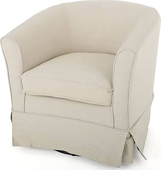 Christopher Knight Home Cecilia Swivel Chair with Loose Cover, Natural Fabric