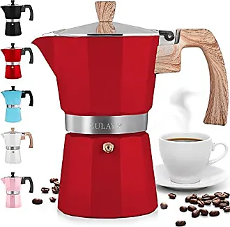 Imusa USA Red Aluminum Stovetop 6-cup Classic Italian and Cuban Espresso  Maker (B120-43T), Silver/Red