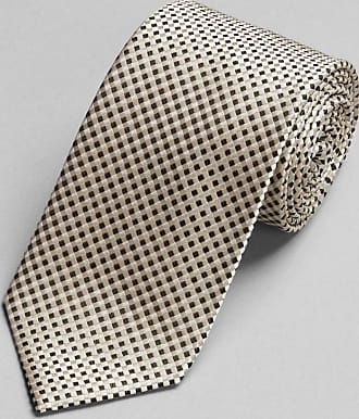 Jos. A. Bank Mens Reserve Collection Mini Check Tie - Long, Champagne, EXTRA LONG