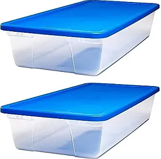 IRIS USA 4Pack 5.5qt Large Clear Plastic Storage Container Clip Box with  Latching Lids, Blue