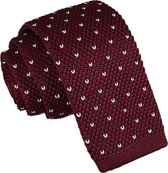 DQT Knit Knitted Flecked V Dot Burgundy Casual Mens Skinny Tie 