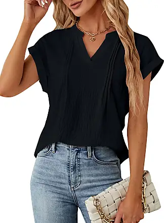 Blooming Jelly Womens Dressy Casual Shirts Short Sleeve V Neck Work Blouse  Business Casual Tops