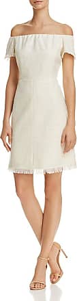 Nanette Lepore Womens Short Sleeve Off Shoulder Boucle Dress W/self Fringe Details, Cannoli Cream Multi, 4