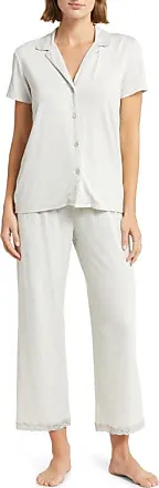 Natori Feathers Lace Trim Jersey Pajamas in Heather Pebble Stone at Nordstrom, Size X-Small
