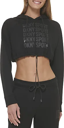 DKNY Women's Logo Waistband Contrast Cropped Sportswear Sweater