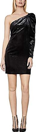 Bcbgmaxazria Womens One Shoulder Shimmer Velvet Dress, Black, 8