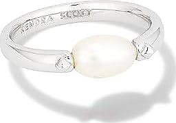 Leighton Gold Pearl Band Ring in White Pearl