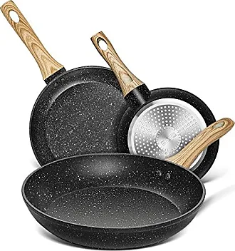 3pcs Nonstick Frying Pan Set 8+9.5+11inch Skillet Omelette Egg Frying Pan  Set Gold Granite Induction Cookware Kitchen Pan Set