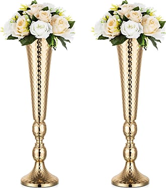 Gold Beaded Deatiled Wave Vase 39cm Home Decoration Decor Flower Ornament 