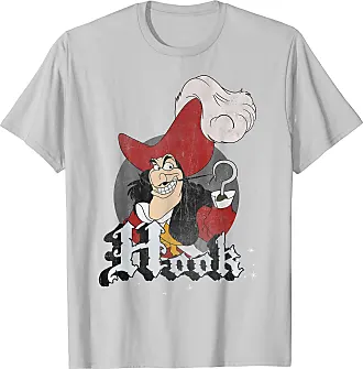  Womens Disney Peter Pan Captain Hook Mischievous Smile Circle  Logo V-Neck T-Shirt : Clothing, Shoes & Jewelry