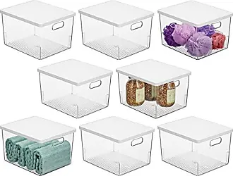 mDesign Stackable Plastic Bathroom Storage Box, Hinge Lid, Container for  Organizing Soap, Body Wash, Shampoo, Conditioner, Hand Towels, Hair