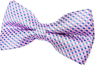 Medium Round Men’s Wooden Bow Tie with Zigzag Pattern Striped Blue with White Dots 