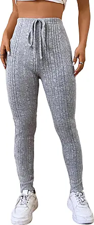 Floerns Women's High Waist Split Slit Hem Stretchy Rib Knit Leggings Pants  Black XS at  Women's Clothing store