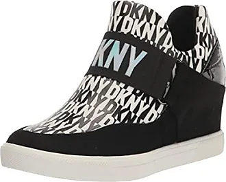 DKNY Kai Leather Lace Up Wedge Sneakers
