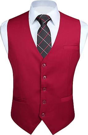 HISDERN Mens Formal Wedding Party Waistcoat Cotton Solid Color Vest