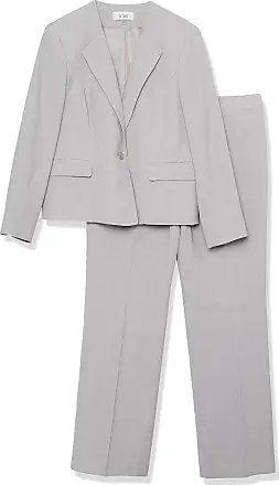 Women's Le Suit Career Pant Suit Blazer Beige Herringbone with Scarf Size  10