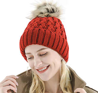 ACVIP Womens Cable Knit Pom Skull Cap Neck Warmer Combo Set