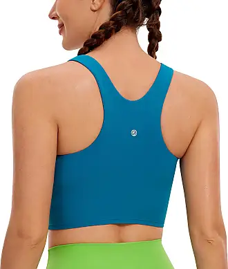 Buy CRZ YOGA Women's Longline Sports Bra Crossed Back Padded Crop Top  Fitness Running Jogging Yoga Bra Tops, Pink hints, M at